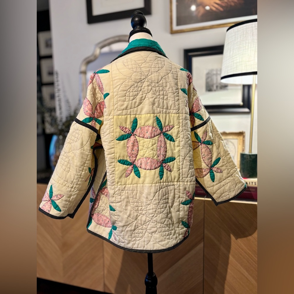 🧵SOLD🧵 HANDMADE (by me) Vintage 1930s Quilt Jacket size S/M - Picture 6 of 16